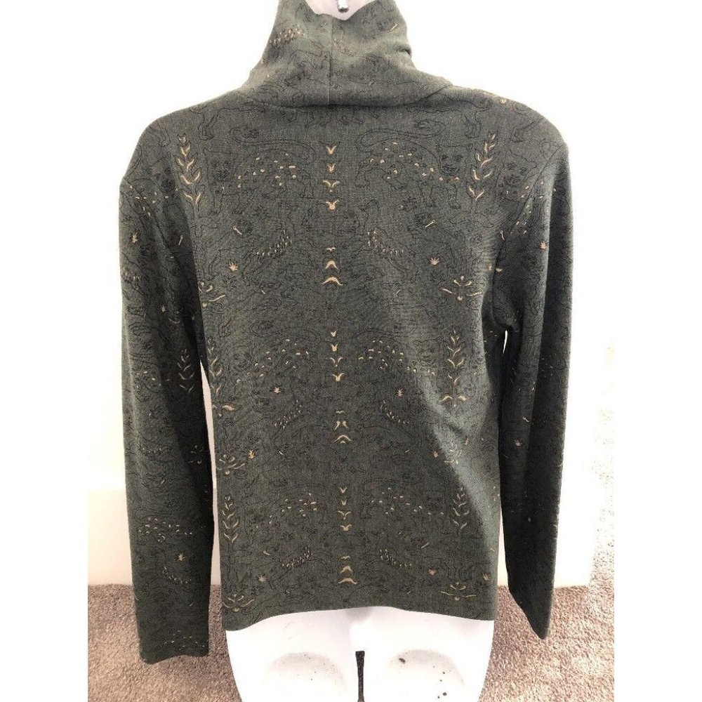 NWT Green & Gold Print Donna Jessica Sweater Turtle Neck   DJ22 - Picture 3 of 4